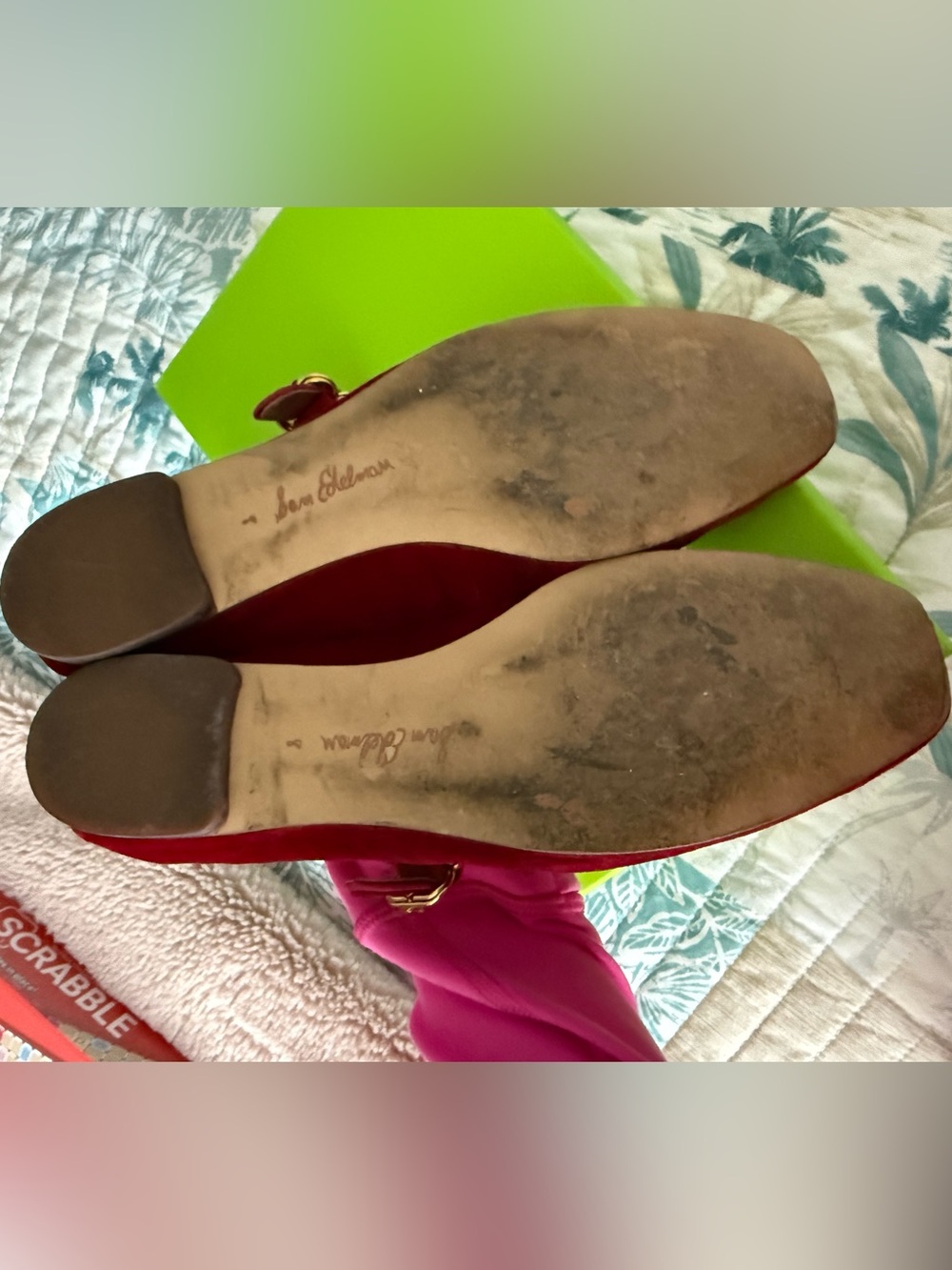 Sam Edelman Michaela Mary Jane flats in scarlet red velvet - Picture 11 of 11